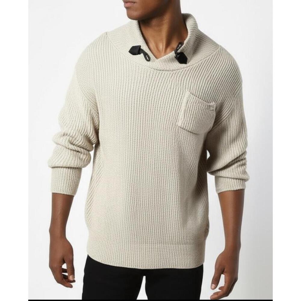 Brave Soul Mens Tan Mock‎ Neck Ribbed Knit Casual Sweater Size L